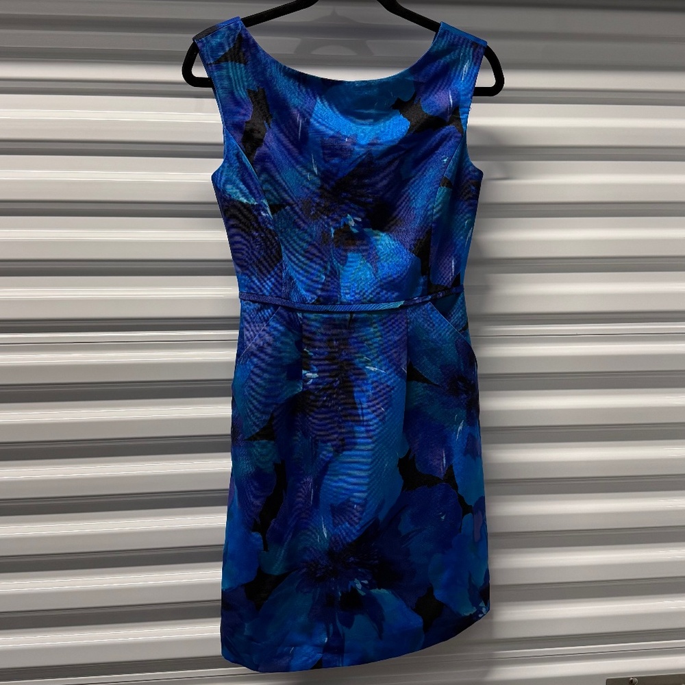 Tahari Arthur Levine Blue Floral Julie Dress